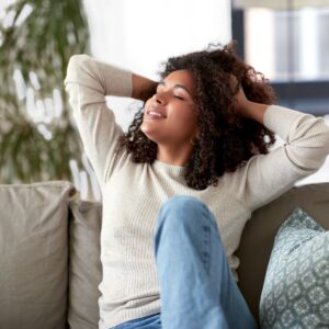 Woman relaxing on a couch