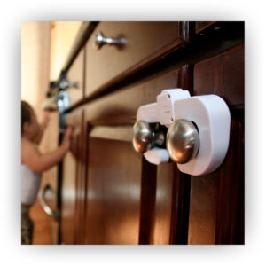 Childproof locks on cabinets
