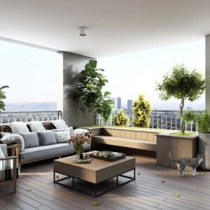 balcony with sitting area and plants