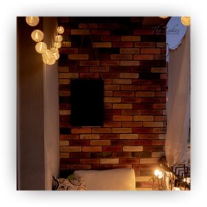 img of a stylish balcony at night with lights