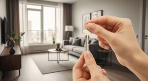 A person holding a key to their new apartment after a successful apartment hunt.