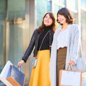 two friends shopping